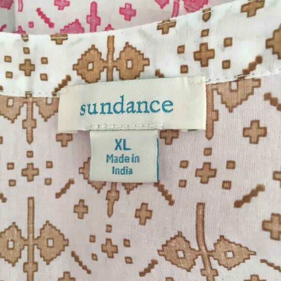 Sundance Pink and White Aztec Print Button-Up Blouse Size XL - Picture 8 of 9